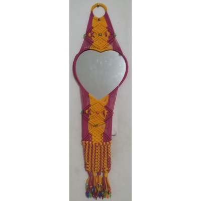 Handmade Heart Shaped Pink and Yellow Mirror Handicraft Handmade Heart Shaped Pink and Yellow Mirror Handicraft